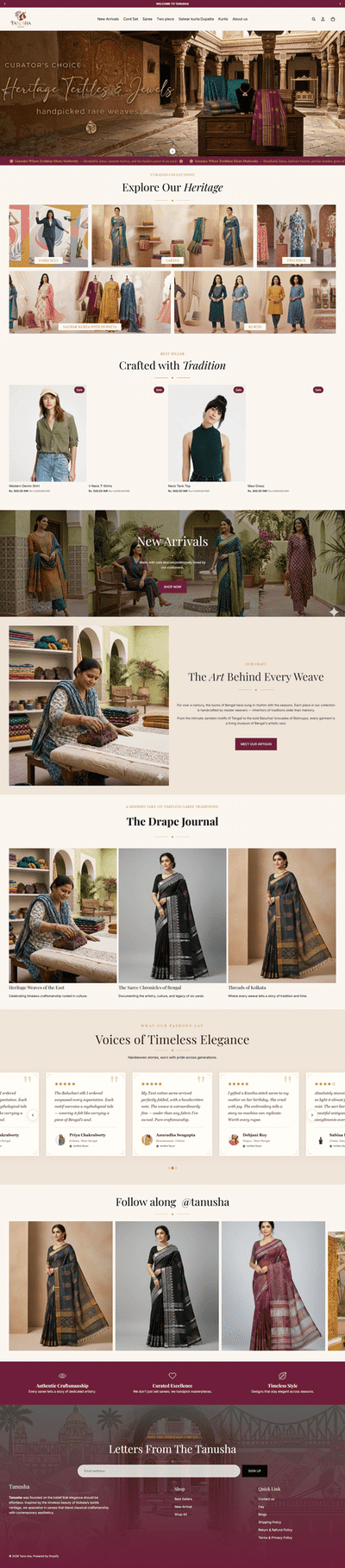 Tanusha Fashions — Custom Shopify Store Build - E-commerce