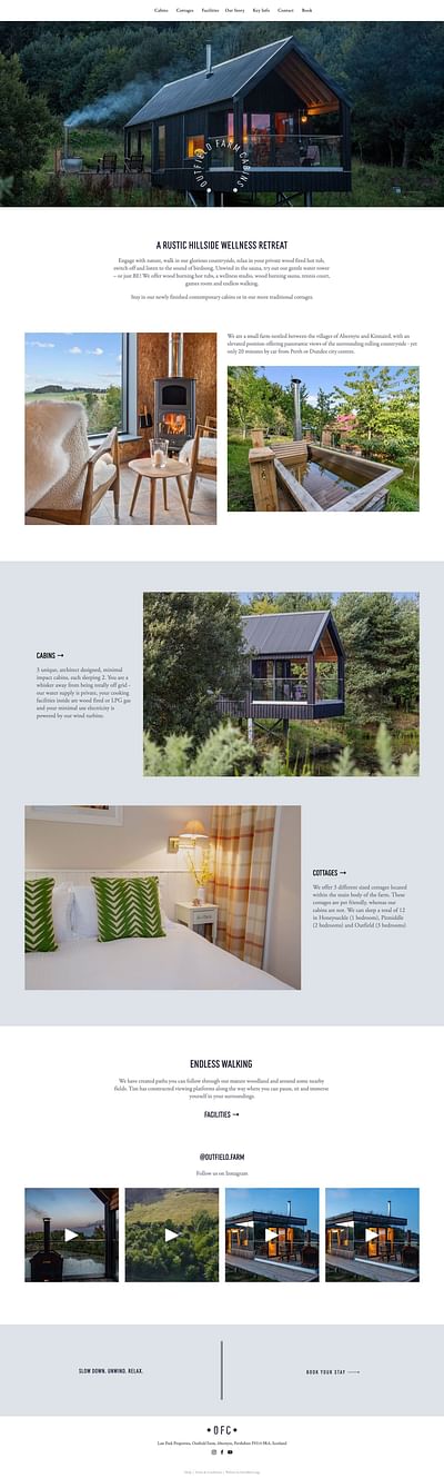 New Squarespace Website for Outfield Farm Cabins - Webseitengestaltung