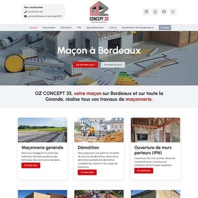 Maçon/Charpentier Couvreur - Création de site internet