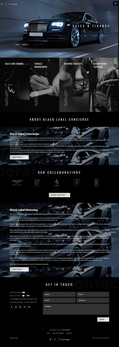 Conception du site internet pour BLACK LABEL CONCIERGE - Création de site internet