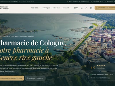 Pharmacie de Cologny : site d'une pharmacie à Genève - Création de site internet