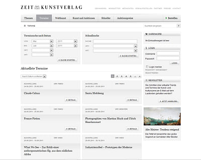 ZEIT KUNSTVERLAG | WEBSITE UND SHOP - Ergonomie (UX / UI)