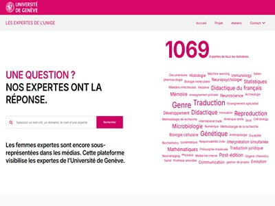Les Expertes de l'UNIGE, annuaire en ligne de l'Université de Genève - Administration web