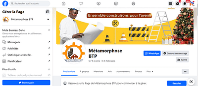 Gestion de page Facebook Métamorphose - Redes Sociales