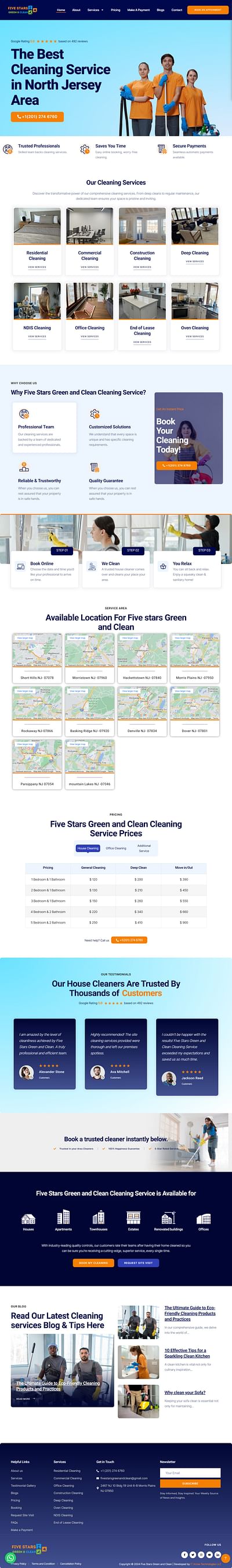 Five Stars Green And Clean - Website Creation