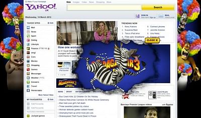 MADAGASCAR 3 YAHOO! HOMEPAGE TAKEOVER - Advertising