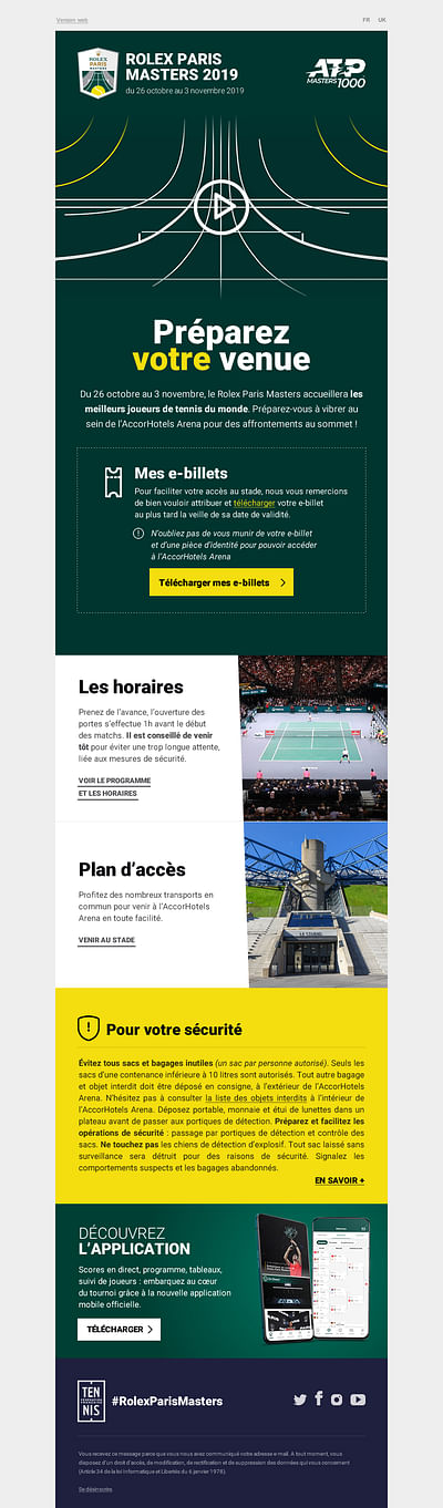 Refonte des emails du Rolex Paris Masters - E-Mail-Marketing
