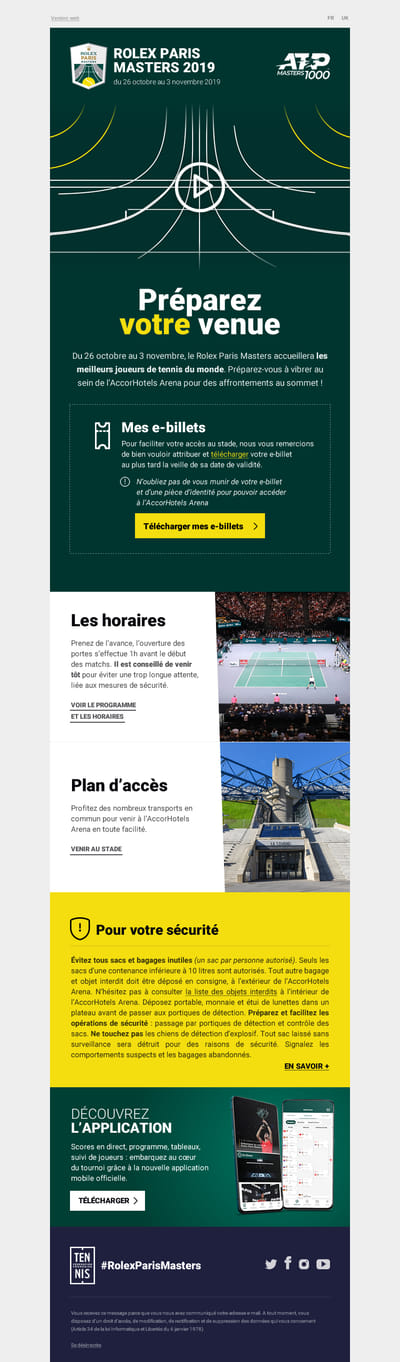 Refonte des emails du Rolex Paris Masters - Email Marketing