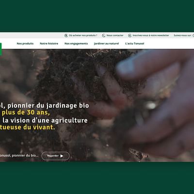 Conception site BtoB pour Tonusol l terreaux bio - Stratégie digitale