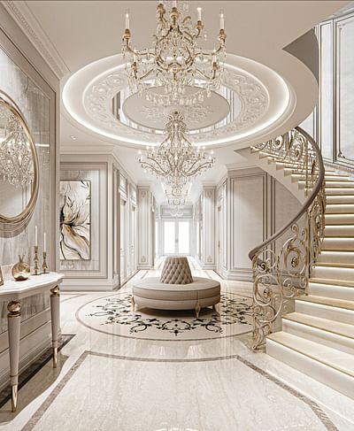 Luxury White vintage classic interior - 3D