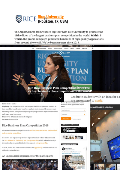 Rice Business Plan Competition Campaign - Reclame