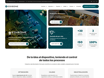 Web corporativa de Edison Electronics en tres idiomas - Creación de Sitios Web