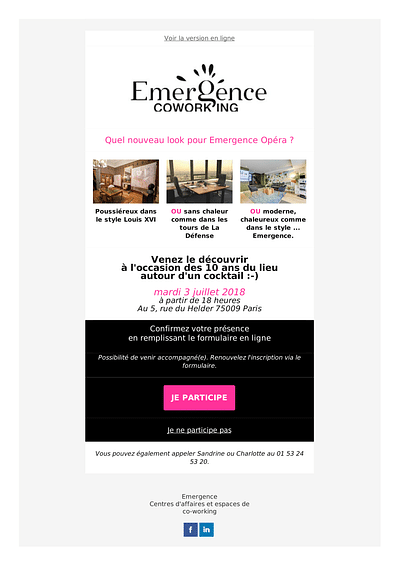 Campagnes email marketing pour Emergence - Publicidad Online