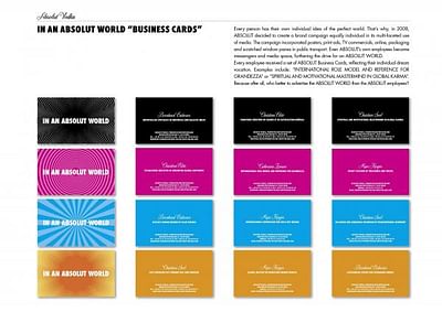 IN AN ABSOLUT WORLD - BUSINESS CARDS - Publicidad
