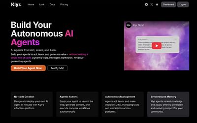 Klyr - Construisez votre Agent IA, en No-Code - Website Creation