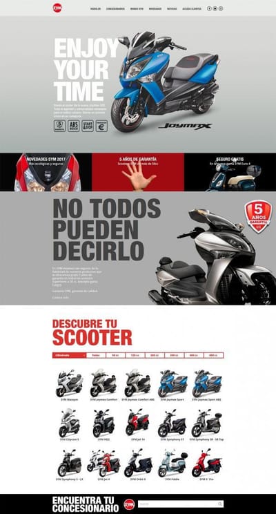 Programación web a medida para motos SYM - Website Creation