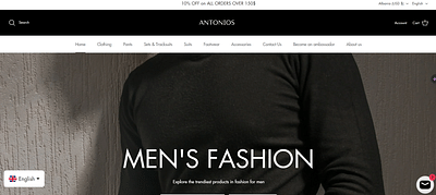 Ecommerce website for Antonios Clothings - Website Creatie