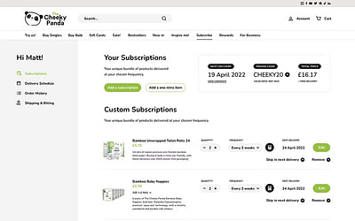 Bespoke subscriptions for sustainable bamboo brand - E-commerce
