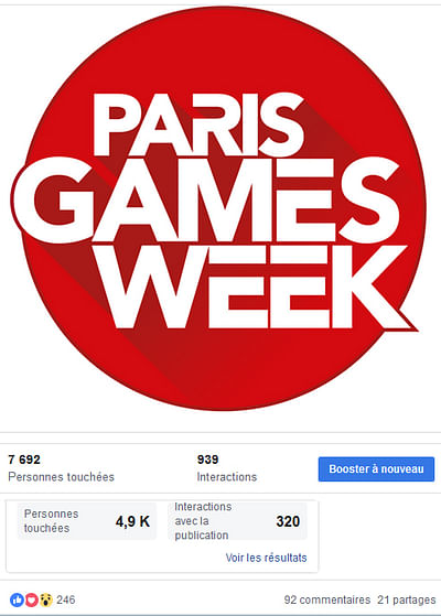 Campagne Paris Games Week pour Five Senses Reviews - Réseaux sociaux