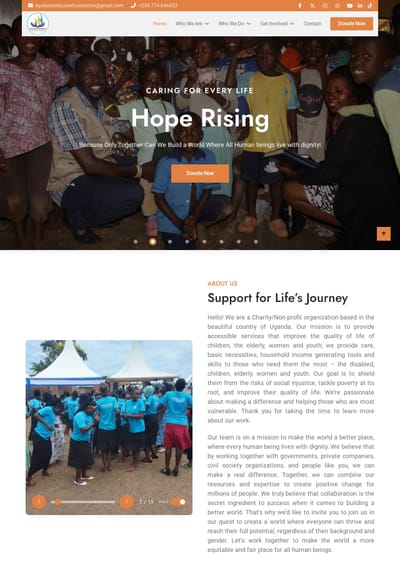 Web Design for Byakatonda Care Foundation - Website Creation