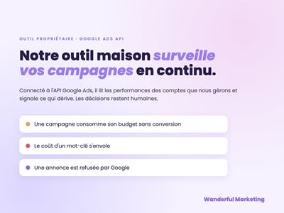 Outil maison de pilotage Google Ads connecté à l'API - Publicité en ligne