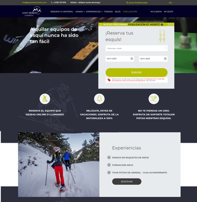 Web App de Alquiler de Material de Ski Sant Moritz Esports - Webseitengestaltung