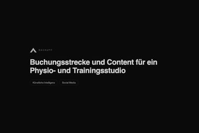 Buchungsstrecke und Content für ein Physio- und Trainingsstudio - Artificial Intelligence