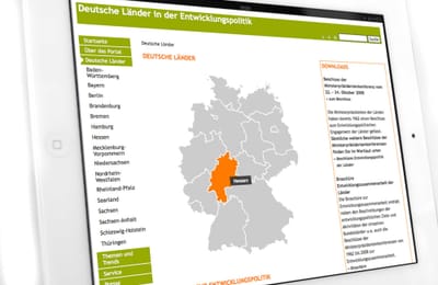 Webportal „Deutsche Länder in  Entwicklungspolitik - Webseitengestaltung