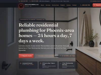 Ancla Plumbing — Local Search Matrix for a 24/7 Plumber - Website Creation