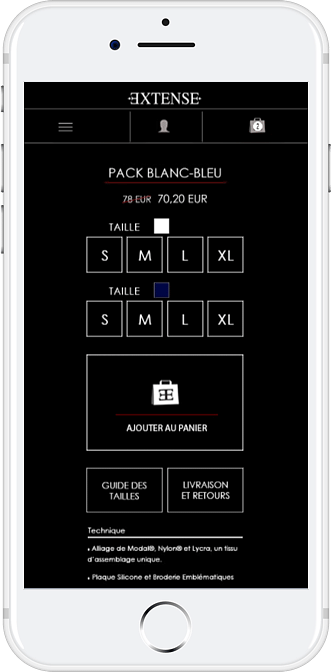 Site pour une marque de prêt à porter : Extense - Stratégie digitale