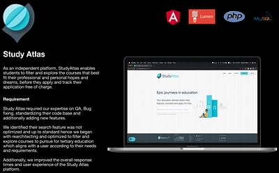 Development services for Study Atlas - Aplicación Web