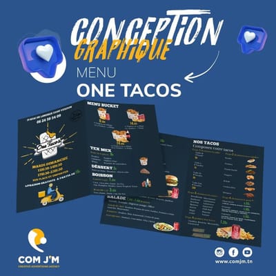 Conception graphique menu ONE TACOS ,HUNGARY - Design & graphisme