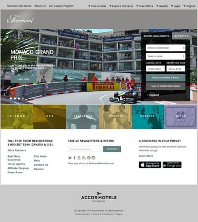 Fairmont Hotels and Resorts - Application web