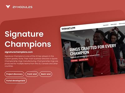 Signature Champions - custom rings (client portal) - Création de site internet
