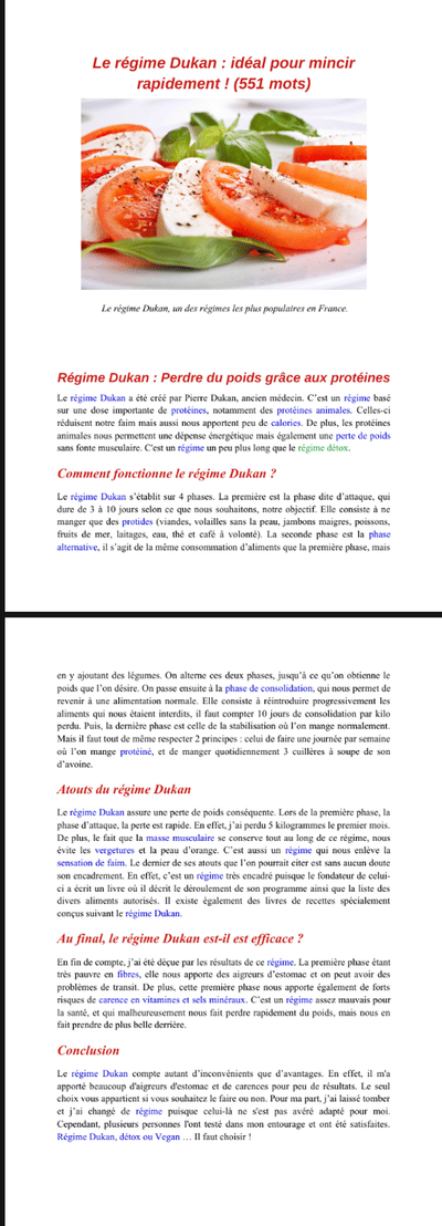 article régime dukan - Référencement naturel