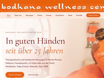 Bodhana: Dreisprachige Wellness-Website mit KI-Chat auf Mallorca - Website Creation