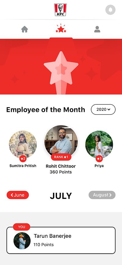Employee Engagement App - KFC Restaurant - Mobile App