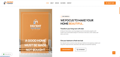 Decent Home Decor – Custom Interior Design Website - Website Creation