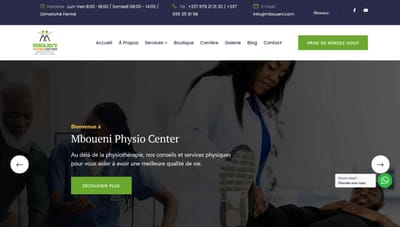 Réaisation d site web MBOUENI PHYSIO CENTER - Digitale Strategie