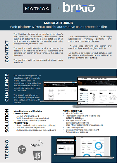Web platform & Precut tool - MATMAK - E-Commerce