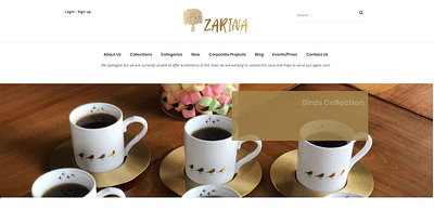 Zarina Tableware sells Online - E-commerce