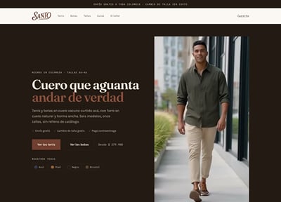 Tienda en línea y contenido de Instagram para Santo, calzado de cuero - Creación de Sitios Web
