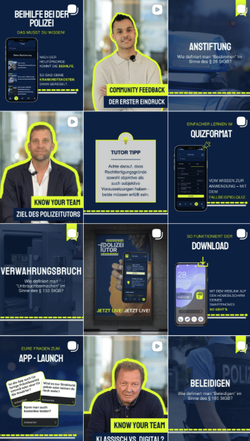 Polizei: Social-Rollout der Lernapp "Polizeitutor" für die GdP - Content Strategy
