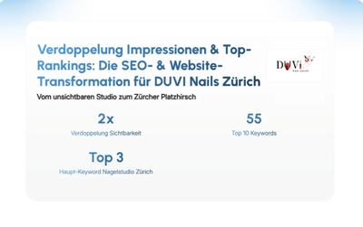 Verdoppelung Impressionen & Top-Rankings für DUVI Nails Zürich - Référencement naturel
