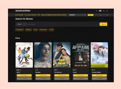 Somindram: Bollywood film catalog with a multi-level rating system - Website Creation