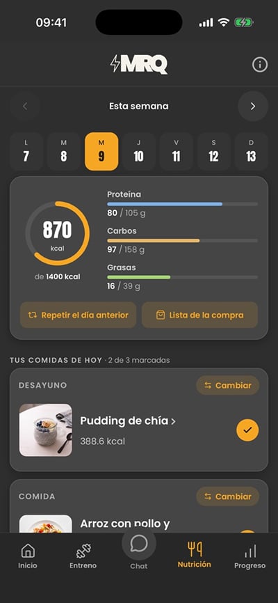 MRQ Fitness — app de entrenamiento y seguimiento - App móvil