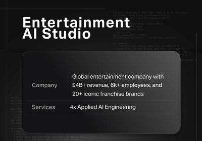 Founding AI Studio for Entertainment Company - Inteligencia Artificial