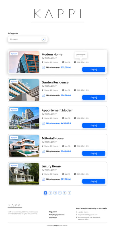 Kappi - a real estate auction portal - Aplicación Web