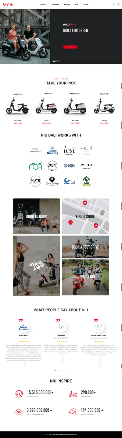 Niu Mobility Bali Website Design & Development - Creación de Sitios Web