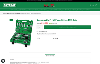 Webshop voor automotive tools - E-commerce